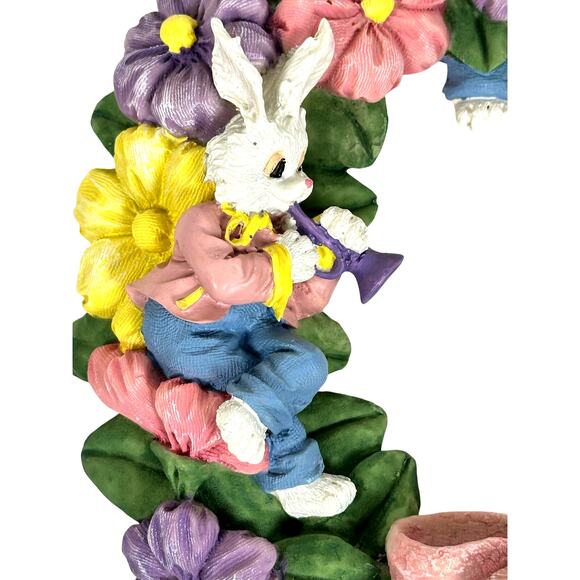 This York Resin Easter Wreath with Bunny Rabbits Vintage 1995 in Original Box - Picture 7 of 12